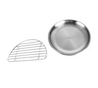 SILENRADAWN 2 Platos Redondos de Acero Inoxidable para Pollo Frito Escurridor de Aceite, Diseño Elegante y Simple para Restaurantes y Bares