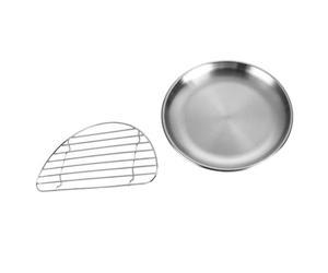 SILENRADAWN 2 Platos Redondos de Acero Inoxidable para Pollo Frito Escurridor de Aceite, Diseño Elegante y Simple para Restaurantes y Bares