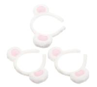 SILENRADAWN 3 Diademas de Spa Diseño de Orejas de Oso para Niñas y Mujeres, Tejido Blanco, Cómodas y Resistentes, Ideales para Fiestas de Cosplay y Lavado Facial