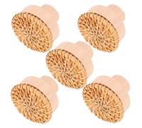 SILENRADAWN 5 Ganchos de Pared de Ratán Natural Redondos, Soportes Rústicos para Colgar Ropa y Toallas, Ganchos Decorativos para Hogar, Sala y Oficina, Almacenamiento Práctico y Versátil