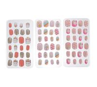 SILENRADAWN 72 Uñas Postizas Infantiles Diseño de Dibujos Animados, Material Abs, Cobertura Total, Ideales para Nail Art y Adornos Navideños para Niñas Varios estilos