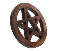 SILENRADAWN Bandeja de Madera Maciza Pentagrama para Altar Wicca, Adorno Ritual para Decoración de Pared, Accesorio para Ceremonias Espirituales y Prácticas de Adivinación, Marrón Claro,