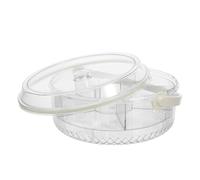 SILENRADAWN Bandeja Redonda de Plástico con Compartimentos y Tapa para Almacenar Aperitivos y Alimentos Perecederos con Visibilidad Clara y Compartimento para Hielo Adecuado para Fiestas