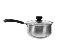 SILENRADAWN Cacerola de Acero Inoxidable para Cocinar Tapa de Vidrio, Superficie Lisa y Bordes Suaves, Adecuado para Leche y Sopa en Cocina Diaria