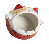 SILENRADAWN Cenicero de Cerámica Forma de Gato Rojo para Oficina y Hogar, Uso Decorativo Almacenar Cenizas de Cigarrillos