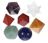 SILENRADAWN Conjunto de 7 Cristales Platónicos de Cristal para Terapia y Sanación con Formas Geométricas para Meditación y Decoración en Cumpleaños y Festividades