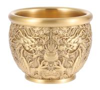 SILENRADAWN Cuenco Decorativo de Latón Dorado Forma de Cuenco de Riqueza Estilo Chino para Oficina y Restaurante, Lavabo Decorativo y Centro de Mesa Elegante