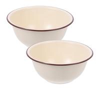 SILENRADAWN Cuenco Esmaltado Multiusos y Fácil de Limpiar Vintage Blanco de Gran Capacidad 2 Piezas Adecuado para Mezclar Ensaladas y Amasar Cocina