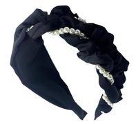 SILENRADAWN Diadema Anudada Ancha Negra para Mujer Trenza de Perlas Accesorio Ligero y Moderno para Uso Diario Oficina y Ocasiones Obsequios Diademas Anudadas de Moda