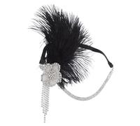SILENRADAWN Diadema Flapper Negra con Plumas y Flecos Elegante para Fiesta Té Banda de Pelo Unisex para Mujer Accesorios Vintage para Boda y Evento Temático Roaring Twenties