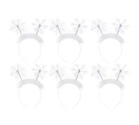 SILENRADAWN Diadema Navideña 6 Copos de Nieve Blancos de Tejido, Cómoda, Adecuado para Decoración de Fiestas y Disfraces Navideños