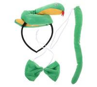 SILENRADAWN Diadema para Fiesta de Serpiente Tridimensional en Color Verde Vientre Amarillo, Juego de 3 Piezas para Cosplay y Disfraces Infantiles, Accesorio Decorativo Ligero y Reutilizable