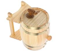 SILENRADAWN Dispensador de Licor Barril de Madera Beige de 3 Litros con Grifo y Soporte para Uso en Reuniones Familiares y Mesa con Diseño Clásico Vintage