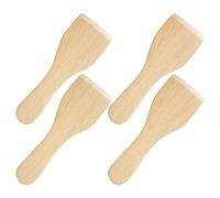 SILENRADAWN Espátulas Pequeñas y Diseño Decorativo de Madera de Haya Juego de 4 Antiadherentes Pala de Natural Textura Visible Beige para Cocina