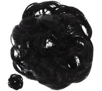 SILENRADAWN Extensiones de Moño de Pelo Negro para Mujer, Postizo Recogido de Seda Resistente al Calor, 2 Piezas que Añaden Volumen y Plenitud para Uso en Escuela o Eventos