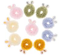 SILENRADAWN Gomas Pelo de Felpa Orejas de Conejo 10 Piezas Multicolor Rosas Beige Mostaza Azul Verde Coleteros Elásticos Suaves para Cabello Grueso Accesorios de Moda para Uso Diario