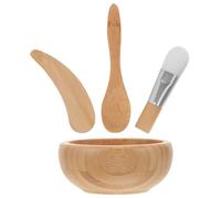 SILENRADAWN Kit de Belleza para Mujer Cuenco de Mascarilla Facial de Madera y Poliéster, Set Portátil Espátula y Pincel para Preparar Mascarillas DIY en Casa Varios estilos
