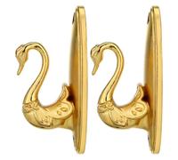 SILENRADAWN Par de Ganchos para Cortinas Forma de Cisne Dorado de Aleación de Aluminio, Estilo Vintage, Sujeción Fuerte para Sala y Dormitorio