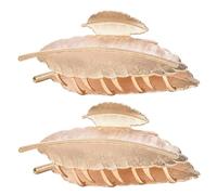 SILENRADAWN Pinzas Pelo de Metal Forma de Hoja Dorada, Accesorios para Cabello Mujer, 2 Piezas Elegantes para Uso Diario y Fiestas