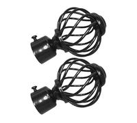 SILENRADAWN Remates de Varillas para Cortinas 2 Piezas Tapa de Extremo de Barra de Hierro Negra 28 Mm para Barra Romana Accesorios Decorativos de Ventana