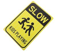 SILENRADAWN Señal de Advertencia Metálica para Calle con Aviso Slow Down para Jugando Resistente la Intemperie Fácil Lectura Duradera y Adecuada para Calles Escuelas y Zonas de Tráfico