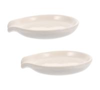 SILENRADAWN Set de 2 Porta Cucharas de Cerámica Blancos, Reposacucharas Delicados para Cocina, Fáciles de Limpiar y Almacenar, Ideales para Utensilios y Salsa