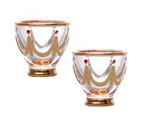 SILENRADAWN Set de 2 Vasos de Vidrio Dorado Estilo Oriente Medio, Diseño Antiguo, Resistente al Desgaste, Adecuado para Decoración del Hogar y Bebidas Espirituosas