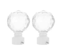 SILENRADAWN Tapón de Cabeza de Barra de Cortina de Hierro Cristales Decorativos Blanco para Decoración de Ventanas en Dormitorio y Hogar, Paquete de 2 Piezas