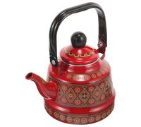 SILENRADAWN Tetera de Esmalte Rojo de 1.1l Asa Fría y Ebullición para Servir Café y Té en Cocina o Restaurante