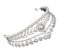SILENRADAWN Tiara Nupcial de Boda de Aleación de Zinc Perlas E Incrustaciones de Rhinestone, Diseño de Diadema Elegante para Mujeres en Bodas