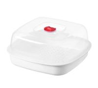 SILENRADAWN Vaporera para Microondas de Plástico Tapa y Mango, Resistente al Calor y Antiescaldaduras, Adecuado para Cocinar al Vapor Arroz y Pescado en Cocina