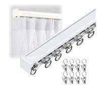 Silent ain Track - Barra de aluminio de 1 capa para montaje en pared/techo, deslizamiento suave, 50600 cm, incluye clips (blanco 245 cm), perfecta para decoración del hogar.
