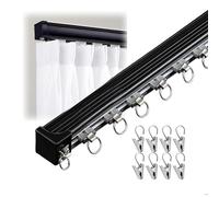 Silent ain Track - Barra de aluminio de 1 capa para montaje en pared/techo, riel de deslizamiento suave de 50600 cm con clips (negro 410 cm), perfecto para decoración del hogar.