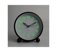 Silent Alarm Clock - Non-ticking Analog Alarm Clocks with Warm Light - Minimalist Round Black