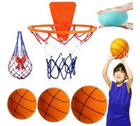 Silent Basketball - 29.5", 28.5", 27.5", Silent Basketball Dribbling Indoor, Quiet Bounce Basketball, Foam Basketball No Noise, with Mini Basketball Hoop (Orange,Size 3 - Toddlers & Kids, 22")
