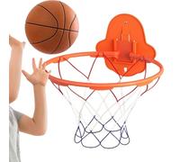 Silent Basketball Hoop, Foldable Wall-Mounted Hoop with Sticky Backing, 32cm/12.6 Inches Dribbling Training Toy for Indoor Outdoor Use, Adults, Kids 3/5/7 Balls Abs + Metal