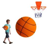Silent Basketball, Quiet Basketball Indoor, Uncoated High-Density Foam Ball, Mute Basketball with Basketball Frame and Netting, Flexible Lightweight Silent Indoor Basketball For Kids Size-3/5/7