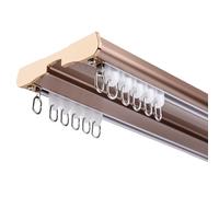 Silent Blackout - Sistema de barra de cortina de techo de aluminio resistente de 1 m y 6 m, ajustable para dormitorio, divisor de habitación, ventana de bahía, color oro rosa, 4,9 m