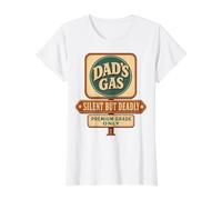 Silent But Dadly Funny Father's Day Fart Dad Farting Vintage Camiseta gráfica económica, Mujer, Blanco, XS