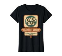 Silent But Dadly Funny Father's Day Fart Dad Farting Vintage Camiseta gráfica económica, Mujer, Negro, XS