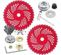 Silent Cool Circular Saw Blade for Weed Trimmers, 9-Inch Universal Brush Cutter Replacement with 36 Carbide Teeth, Tool-Free Pro-Grade Adapter Kit Durable Manganese Steel Performance (36T+36T)