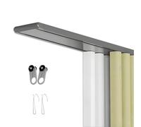 Silent DoubleHeavy Duty - Rieles de techo de aleación de aluminio con sistema de riel deslizante ultrafino de 16 m para cortinas y separadores de habitaciones (gris, 2,4 m)