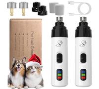 Silent Groom Pro Nail Grinder Cordless, Nail Trimmer for Dogs & Cats with LED Light & 3 Speeds, 2000mAh Rechargeable Electric Pet Nails Grinder Painless Paws Grooming Tool (2pc+2 Heads)