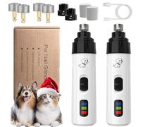 Silent Groom Pro Nail Grinder, Newest Nail Trimmer for Dogs & Cats with LED Light & 3 Speeds, Super Quiet Electric Pet Nails Grinder Painless Paws Grooming & Smoothing (2pc+4 Heads)