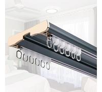 Silent - Juego de rieles de aluminio para montaje en techo para una fácil instalación, ideal para dormitorio/ventana/separadores de habitaciones, sistema de riel de cortinas azules de 16 pies