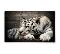 Silent Monsters Alfombrilla de ratón Ordenador 240 x 200 mm Mouse Pad pequeña Tela, Tigre Blanco, Antideslizante y silenciosa, para Gaming, Oficina, Home Office, Lavable, Enrollable, Cosida