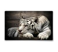 Silent Monsters Alfombrilla de ratón Ordenador 360 x 250 mm Mouse Pad Tela Tigre Blanco, Antideslizante y silenciosa, para Gaming, Oficina, Home Office, Lavable, Enrollable, Cosida