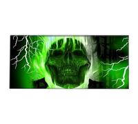 Silent Monsters Alfombrilla de ratón Ordenador XXL 900 x 400 mm, Mouse Pad Grande Tela, Cráneo Verde, Antideslizante y silenciosa, para Gaming, Oficina, Home Office, Lavable, Enrollable, Cosida