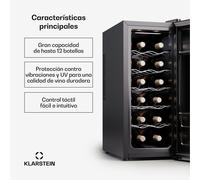 Silent Nevera par vino 12 Uno Slim 30 L / 12 botellas 5-18 °C Touch Klarstein