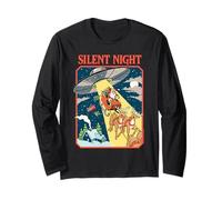 Silent Night Christmas UFO Sarcastic Retro Funny Adult Humor Manga Larga
